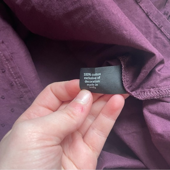 Lane Bryant NWT 100% Cotton Maroon Swiss Dot Embroidered Blouse 3X Women’s - Picture 9 of 10